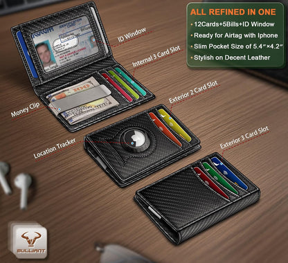 Slim AirTag Wallet for Men RFID Blocking Magnetic Front Pocket