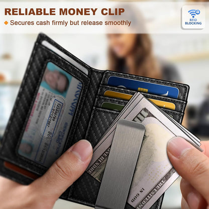 Slim AirTag Wallet for Men RFID Blocking Magnetic Front Pocket