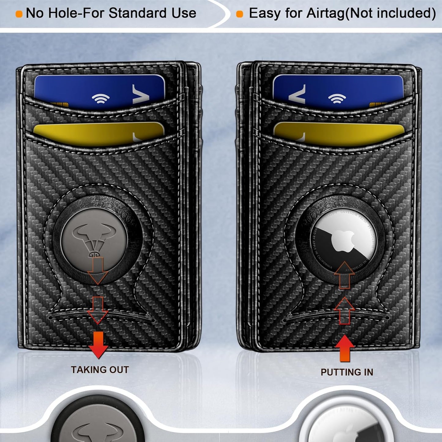 Slim AirTag Wallet for Men RFID Blocking Magnetic Front Pocket