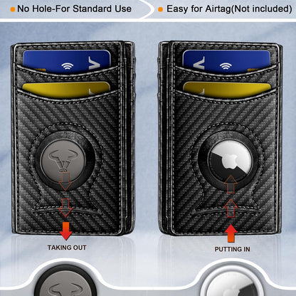 Slim AirTag Wallet for Men RFID Blocking Magnetic Front Pocket