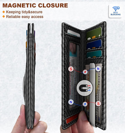 Slim AirTag Wallet for Men RFID Blocking Magnetic Front Pocket
