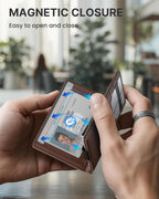 Slim Genuine Leather RFID Wallet for Men with Money Clip