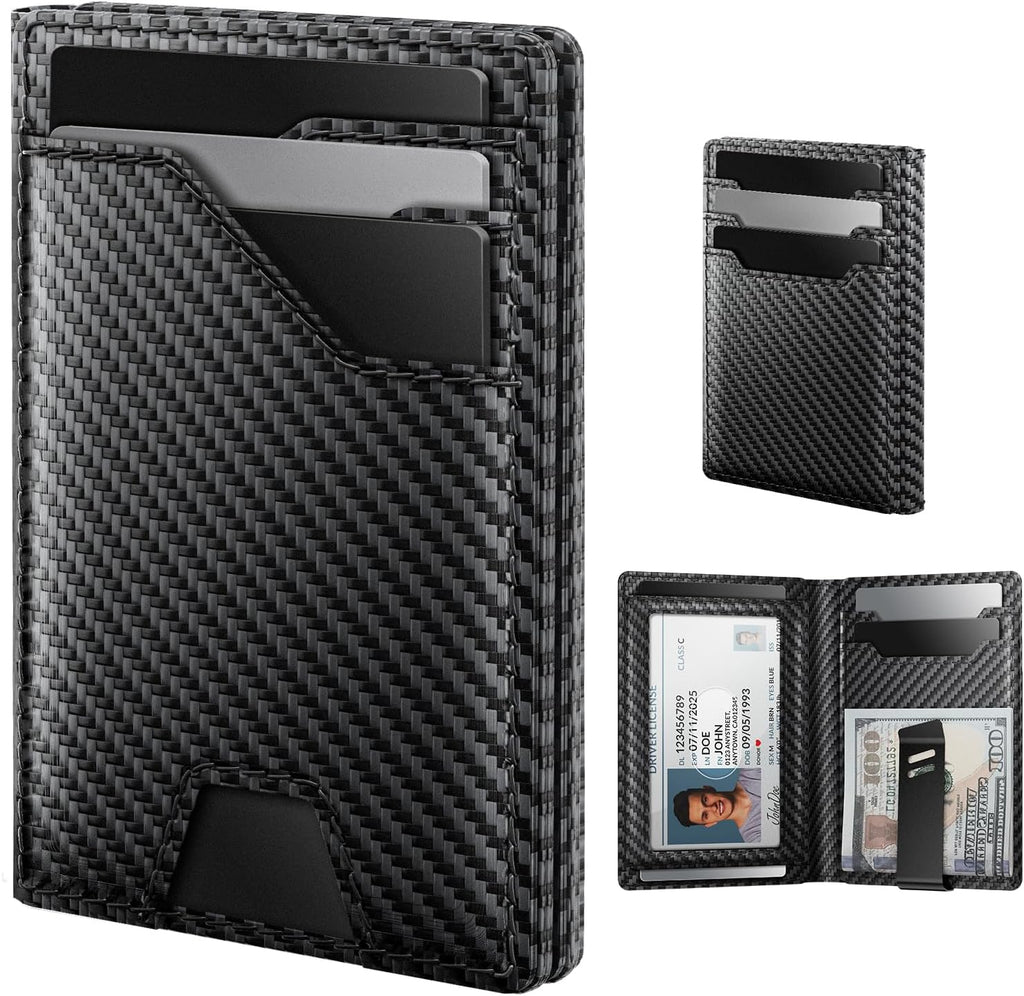 Slim Genuine Leather RFID Wallet for Men with Money Clip
