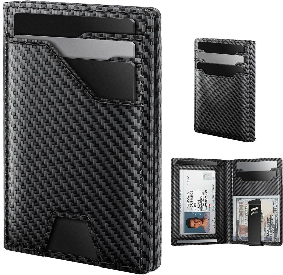 Slim Genuine Leather RFID Wallet for Men with Money Clip