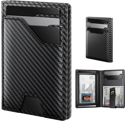 Slim Genuine Leather RFID Wallet for Men with Money Clip