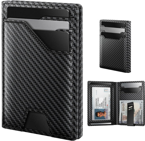 Slim Genuine Leather RFID Wallet for Men with Money Clip