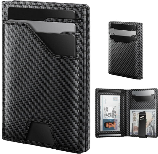 Slim Genuine Leather RFID Wallet for Men with Money Clip