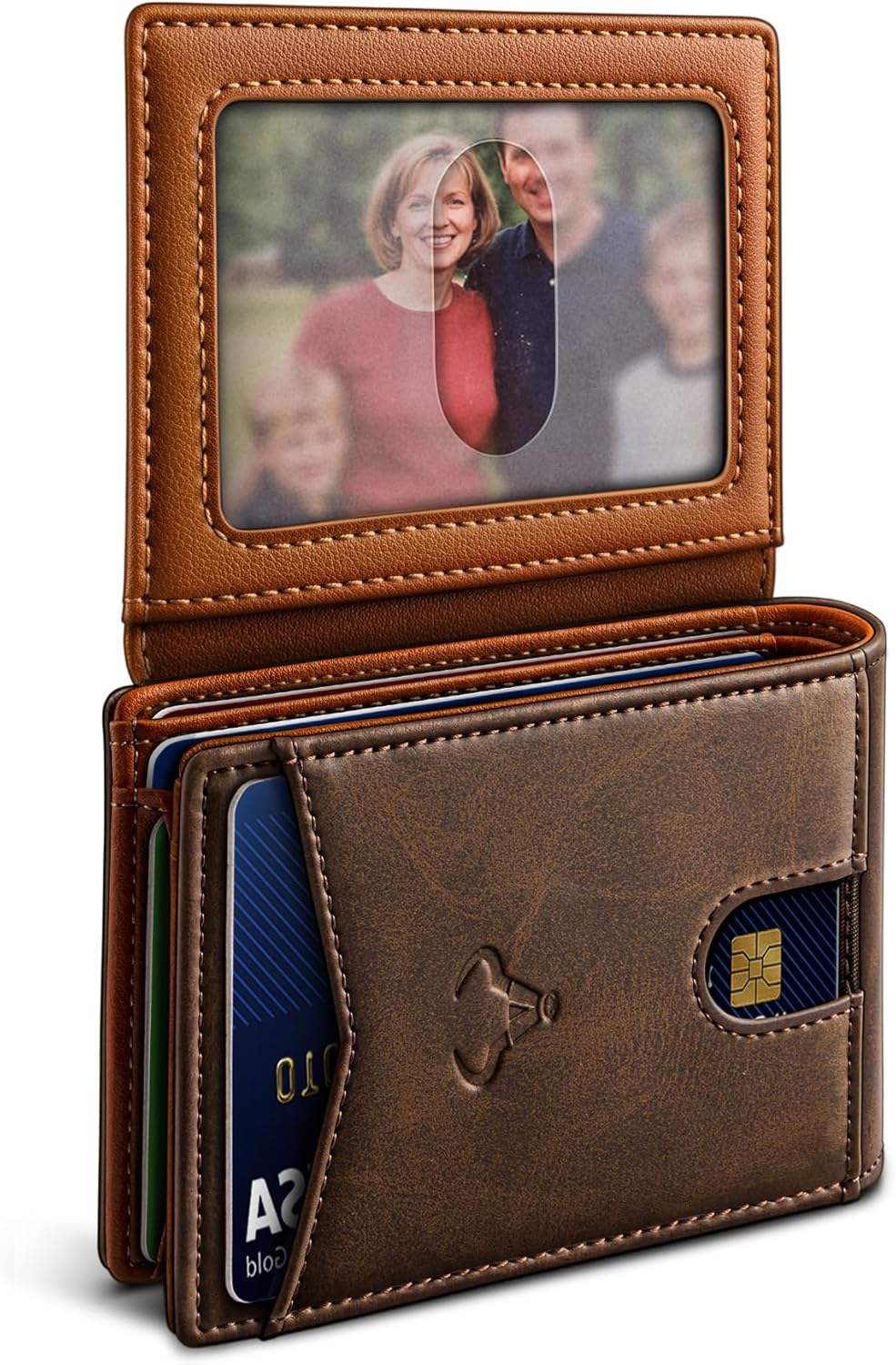 Slim Leather Wallet for Men RFID Blocking | Minimalist Front Pocket Card Holder Gift with 11 Slots