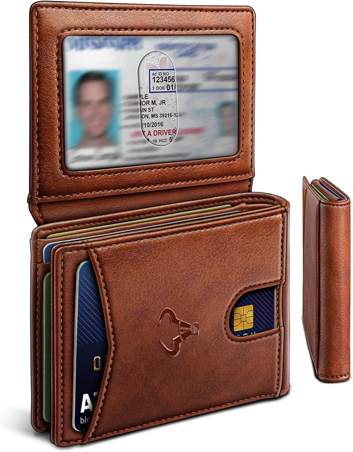 Slim Leather Wallet for Men RFID Blocking | Minimalist Front Pocket Card Holder Gift with 11 Slots