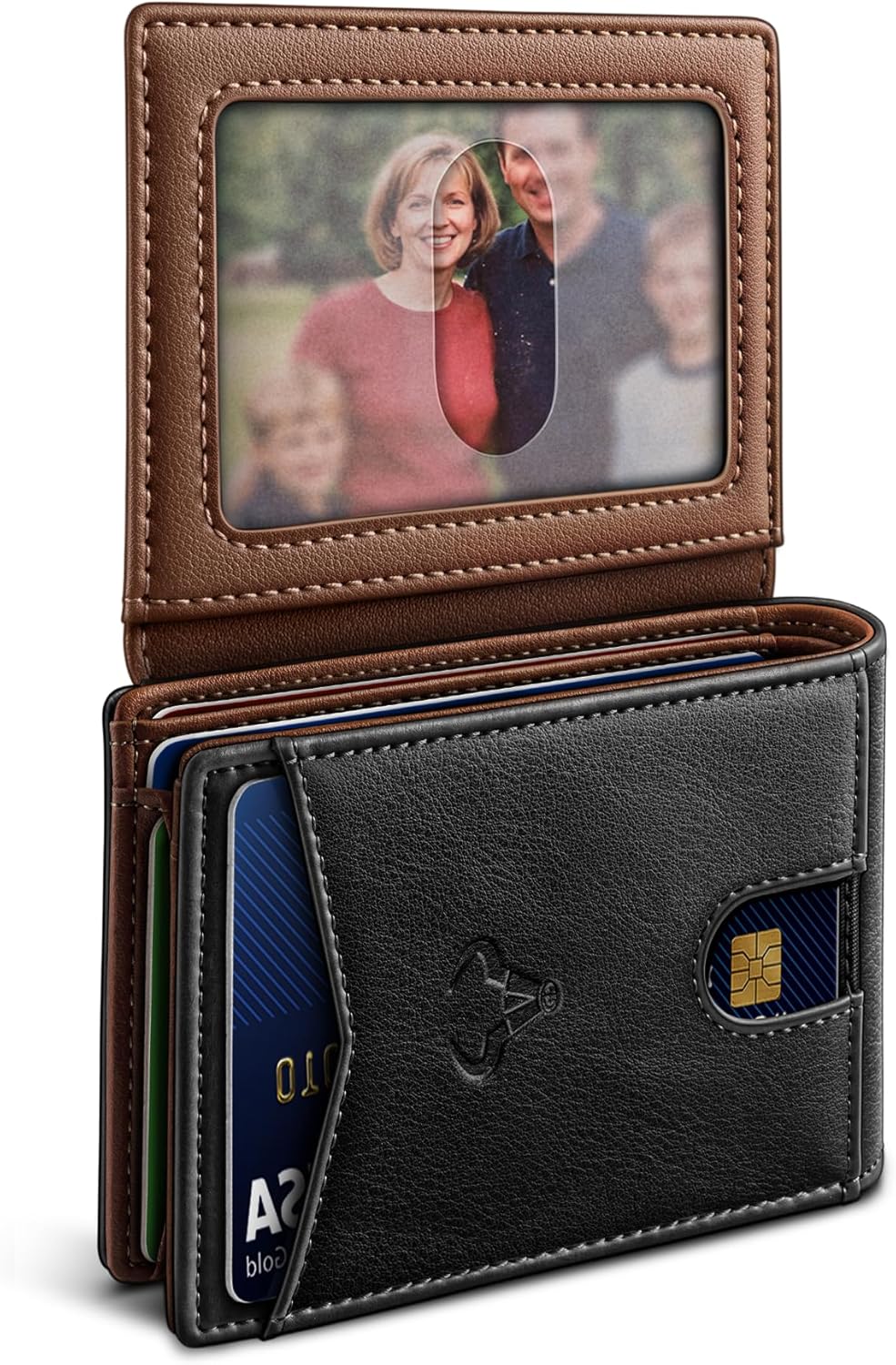 Slim Leather Wallet for Men RFID Blocking | Minimalist Front Pocket Card Holder Gift with 11 Slots