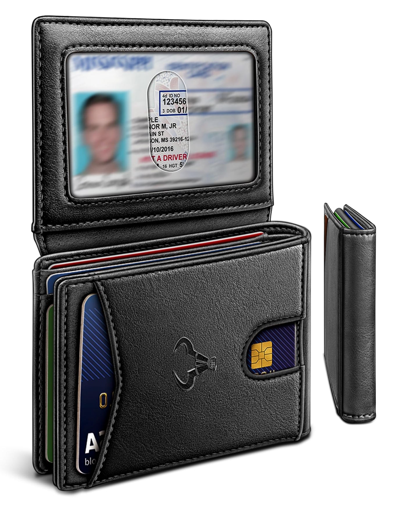 Slim Leather Wallet for Men RFID Blocking | Minimalist Front Pocket Card Holder Gift with 11 Slots