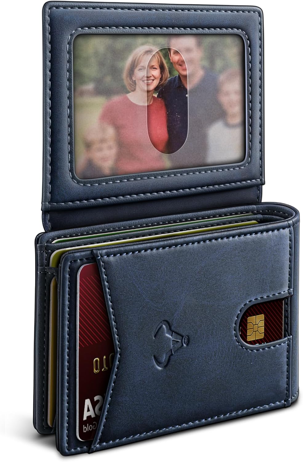 Slim Leather Wallet for Men RFID Blocking | Minimalist Front Pocket Card Holder Gift with 11 Slots