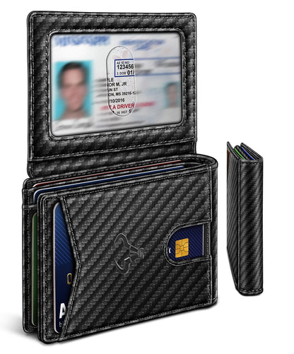 Slim Leather Wallet for Men RFID Blocking | Minimalist Front Pocket Card Holder Gift with 11 Slots