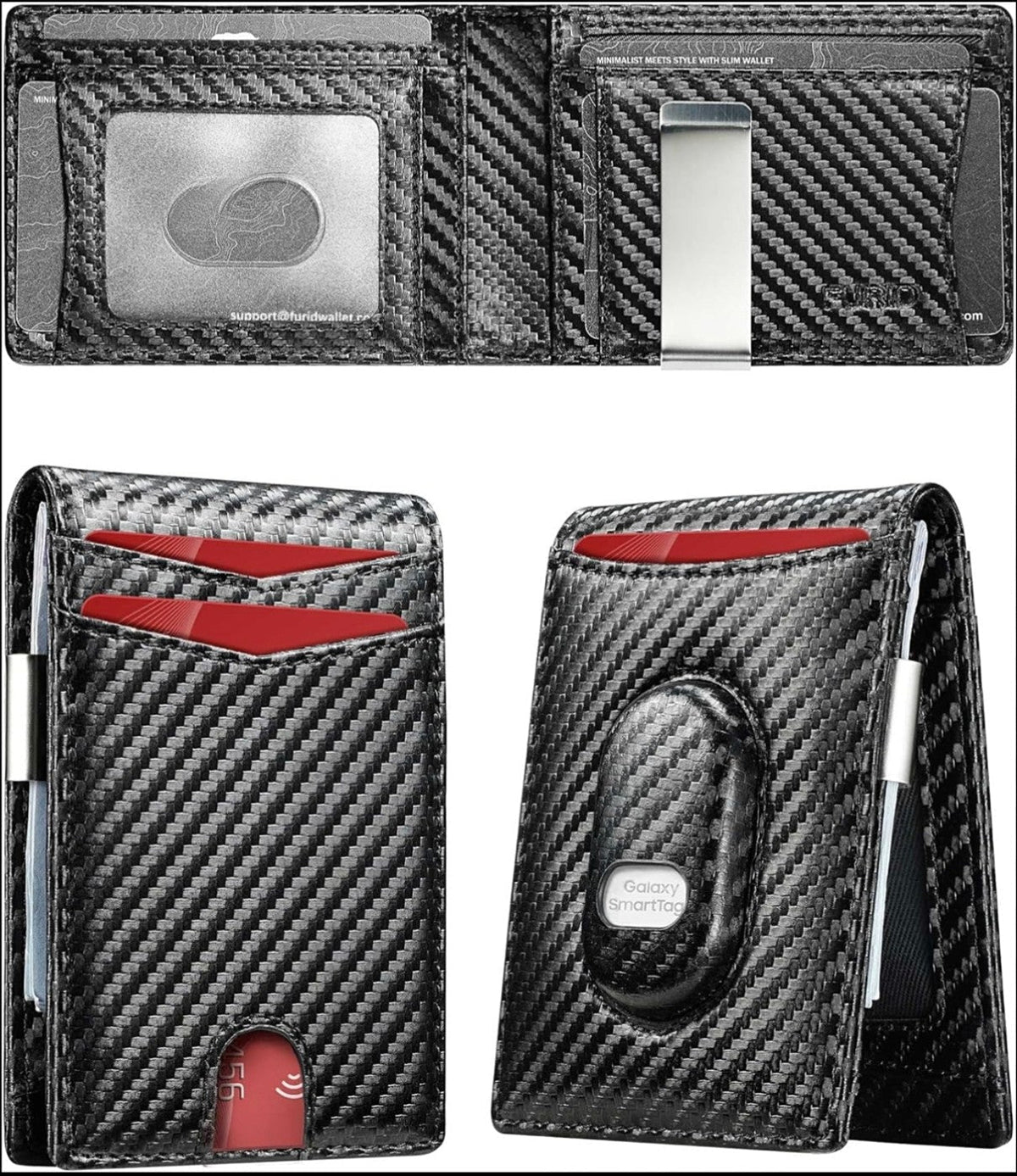 Slim Minimalist Wallet for Men with SmartTag2 Holder Money Clip