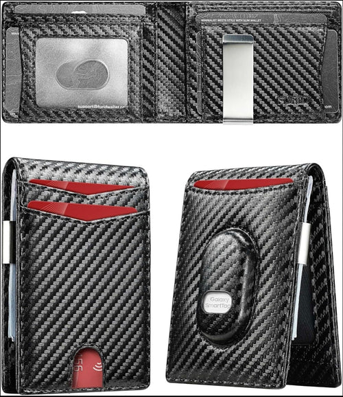 Slim Minimalist Wallet for Men with SmartTag2 Holder Money Clip