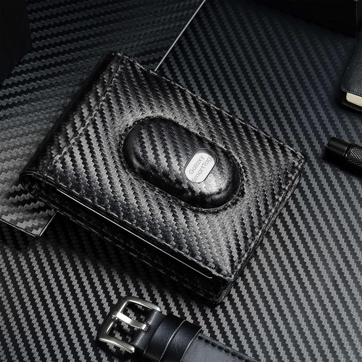 Slim Minimalist Wallet for Men with SmartTag2 Holder Money Clip