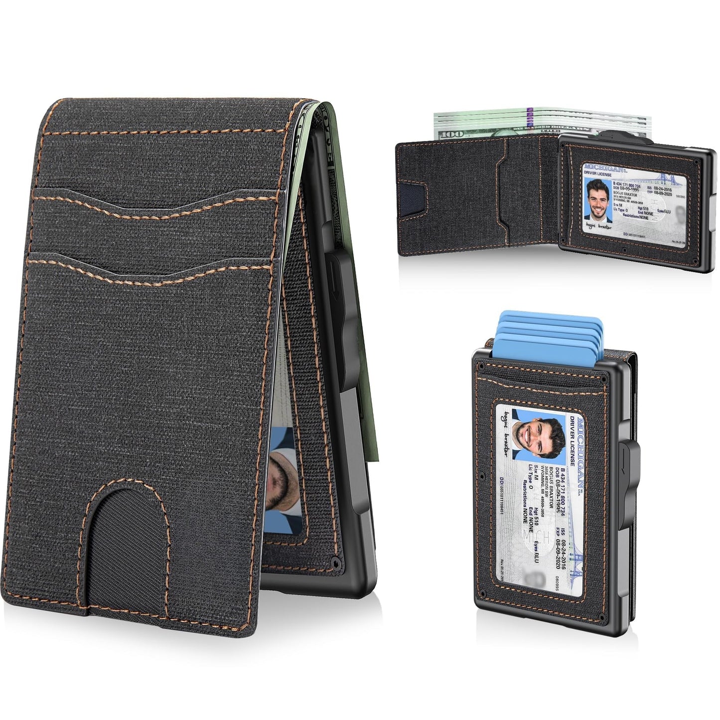 Pop-Up Wallet for Men – RFID Blocking Slim Aluminum Card Holder with Cash Slot