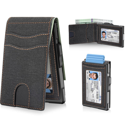 Pop-Up Wallet for Men – RFID Blocking Slim Aluminum Card Holder with Cash Slot