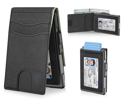 Pop-Up Wallet for Men – RFID Blocking Slim Aluminum Card Holder with Cash Slot