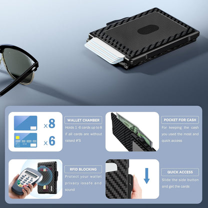 Pop-Up Wallet for Men – RFID Blocking Slim Aluminum Card Holder with Cash Slot