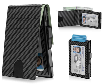 Pop-Up Wallet for Men – RFID Blocking Slim Aluminum Card Holder with Cash Slot