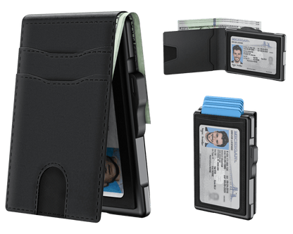 Pop-Up Wallet for Men – RFID Blocking Slim Aluminum Card Holder with Cash Slot