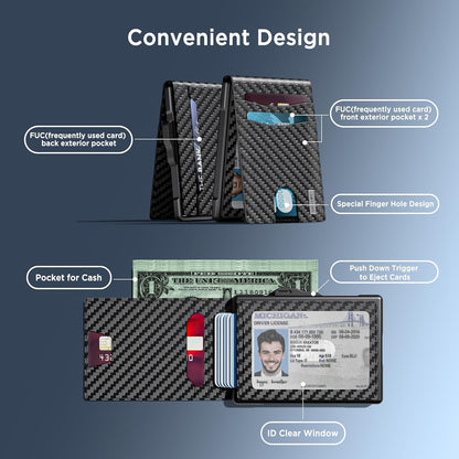 Pop-Up Wallet for Men – RFID Blocking Slim Aluminum Card Holder with Cash Slot