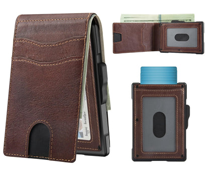 Pop-Up Wallet for Men – RFID Blocking Slim Aluminum Card Holder with Cash Slot
