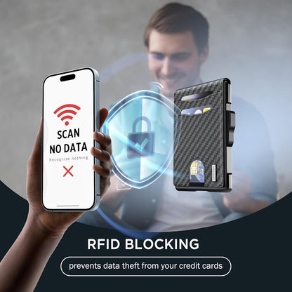 Pop-Up Wallet for Men – RFID Blocking Slim Aluminum Card Holder with Cash Slot