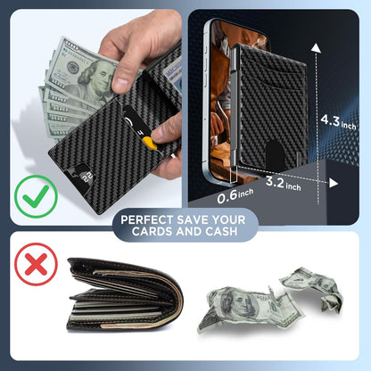 Pop-Up Wallet for Men – RFID Blocking Slim Aluminum Card Holder with Cash Slot