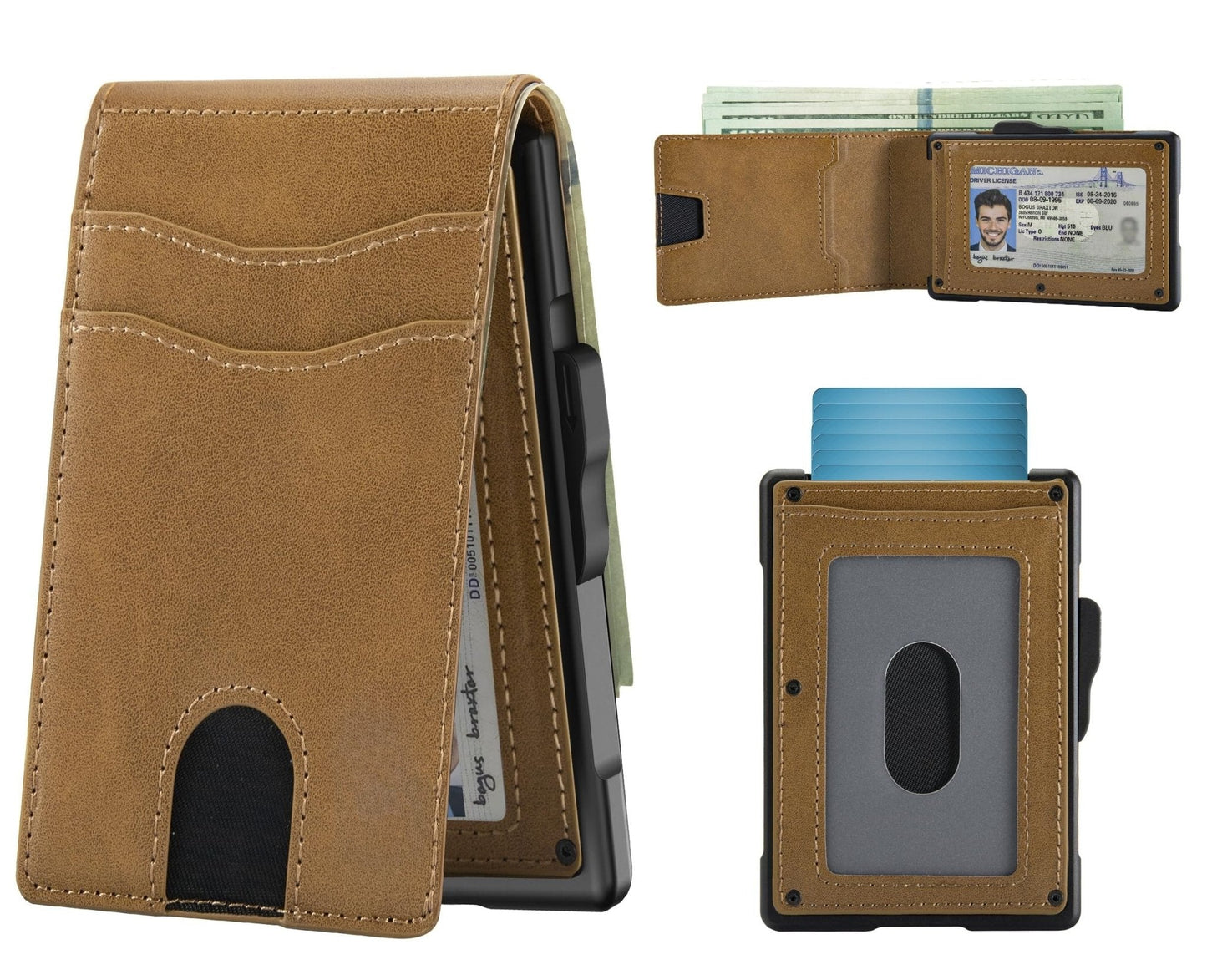 Pop-Up Wallet for Men – RFID Blocking Slim Aluminum Card Holder with Cash Slot