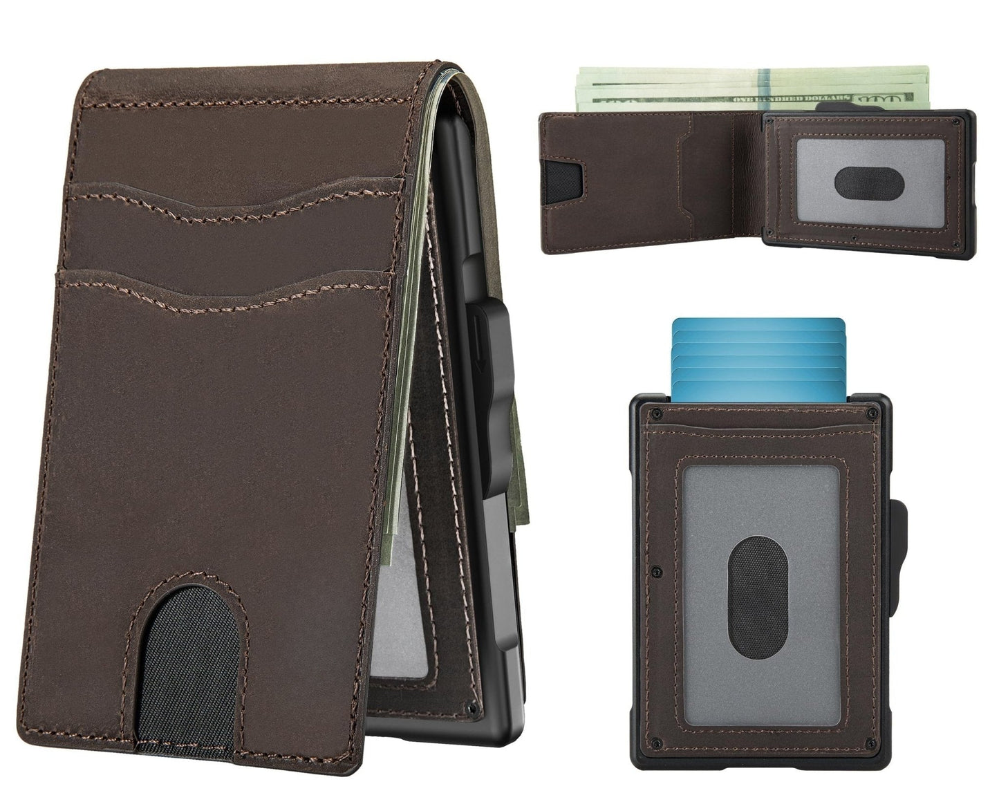 Pop-Up Wallet for Men – RFID Blocking Slim Aluminum Card Holder with Cash Slot