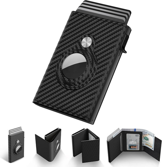 Smart AirTag Wallet for Men RFID Slim Pop Up Leather Card Holder