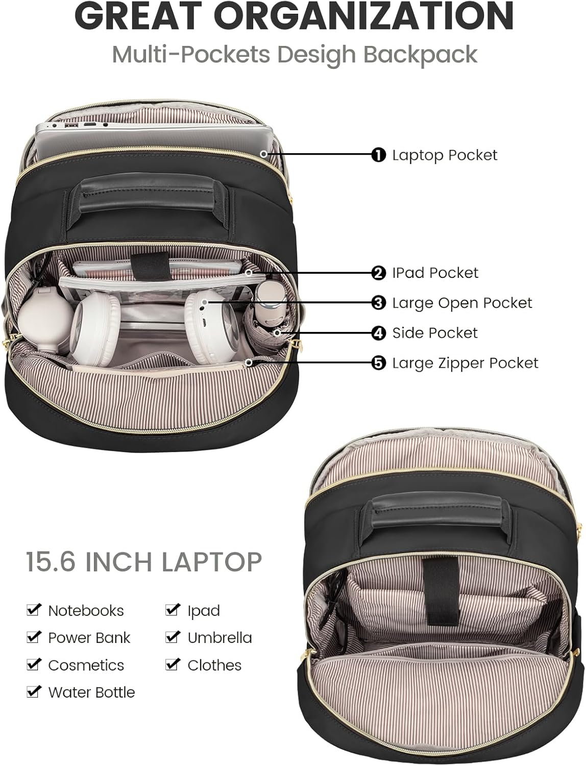 Women’s Laptop Backpack Purse with USB Port – Travel & Work Bag